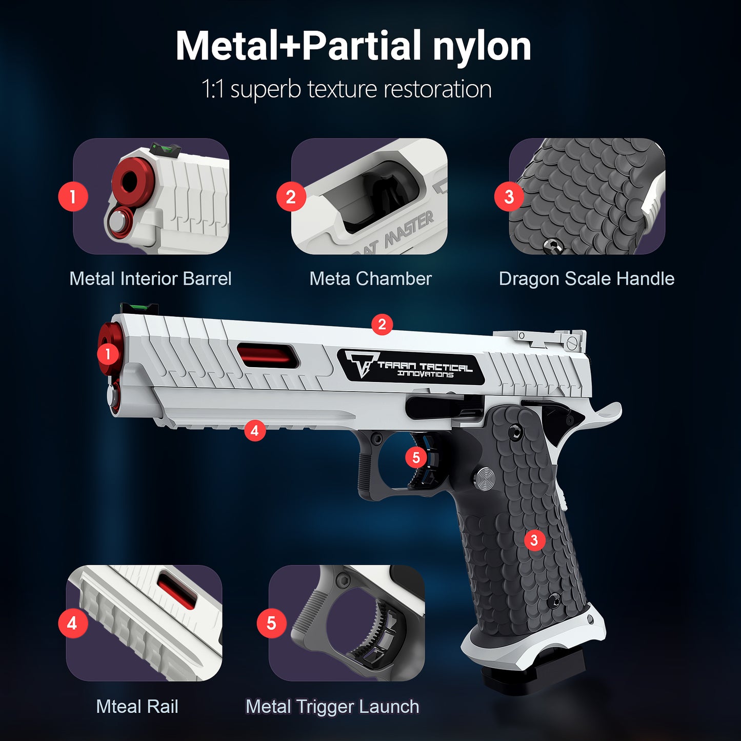 Nylon Alloy Shooting Toy with EVA Soft Foam Darts and Shell Ejection