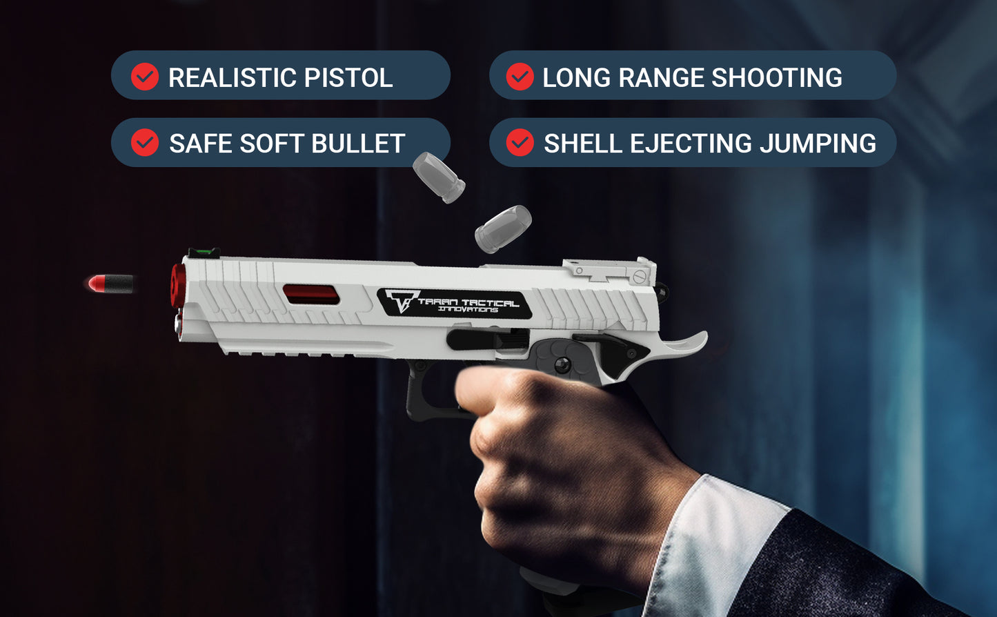 Nylon Alloy Shooting Toy with EVA Soft Foam Darts and Shell Ejection