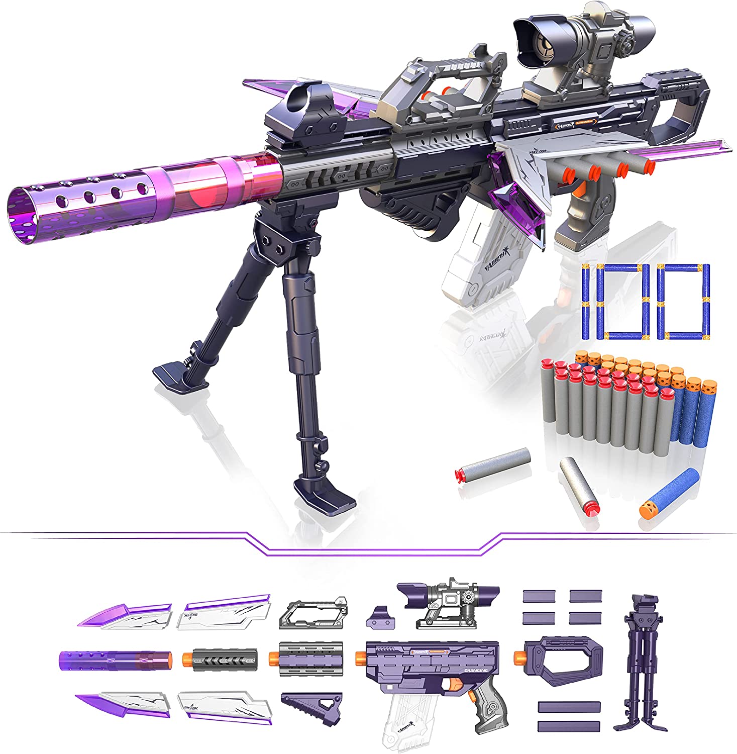 YKToyz DIY Motorized Blaster Toy Gun Compatible with Nerf Bullets
